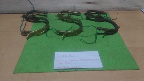 3 Brazos De Bronce Antiguos Repuesto De Araña Lote 520