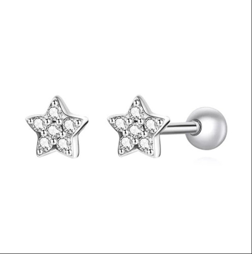 Aros De Plata 925 Atornillados Estrella 