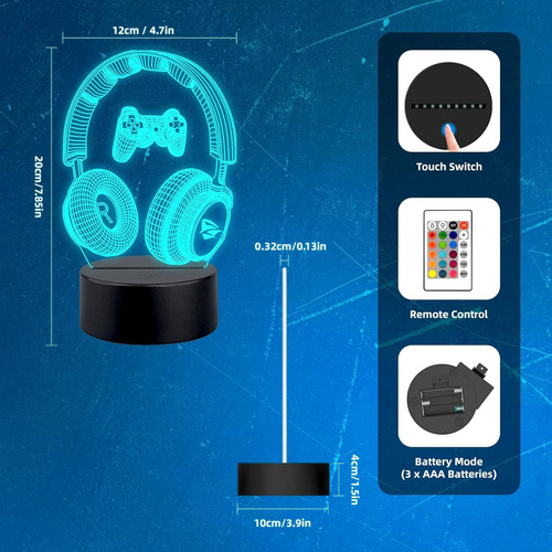 Lámpara De Juego Con Ilusión 3d Para Videojuegos, Luz Noctur