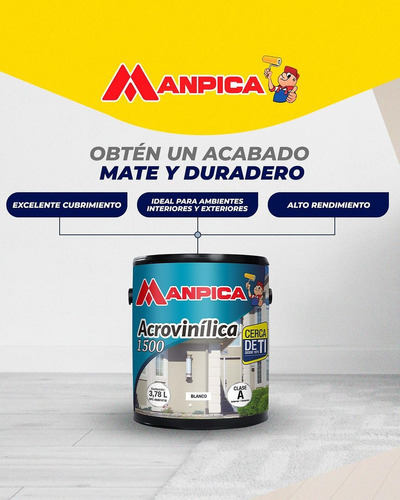 Pinturas Caucho Mate Blanco Acrovinilica Manpica 