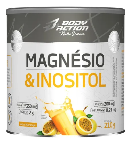 Magnésio E Inositol Taurina Melatonina 210g Bodyaction Sabor Mara...