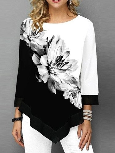 Imagen 7 de 8 de Blusa Con Diseño Floral Tamaño 3/4 Para Mujer