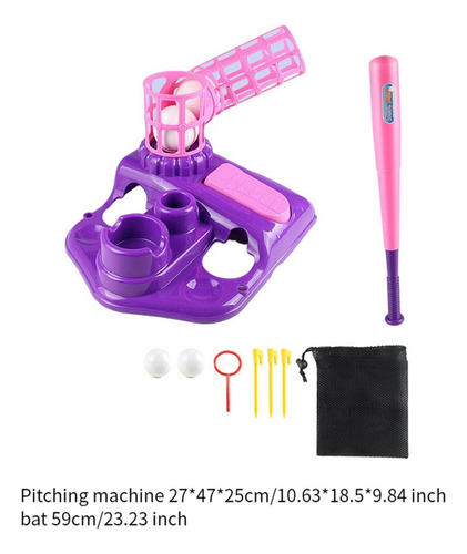 W Máquina Lanzadora Con 4 Pelotas Blandas Y Bate, Violeta