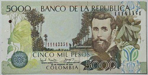 Billete 5000 Pesos 20/feb/2004 Colombia Unc