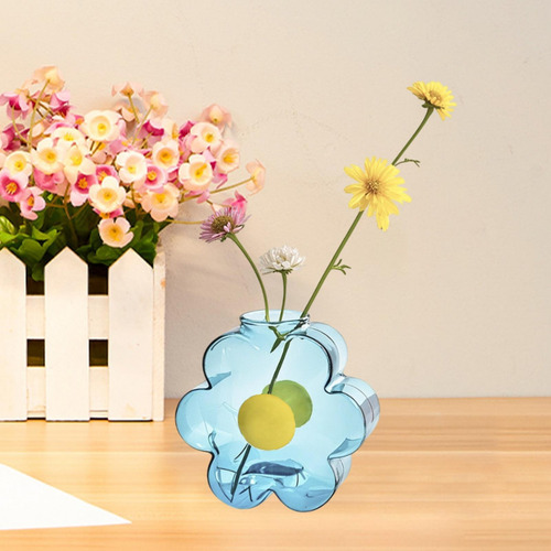 Soporte De Flores De Vidrio Vasaje Decorativo De Brote Azul
