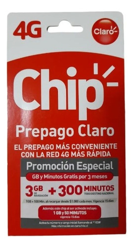 Chip Claro Paquete 25 Unidades 50 Min + 1 Gb + Redes S.