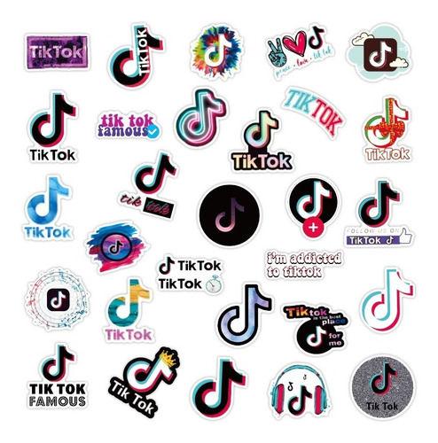 Tik Tok 50 Calcomanias Stickers D Pvc Vs Agua Redes Sociales