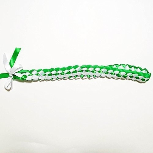 Ribbon Lei - Collar Trenzado - Verde - Blanco