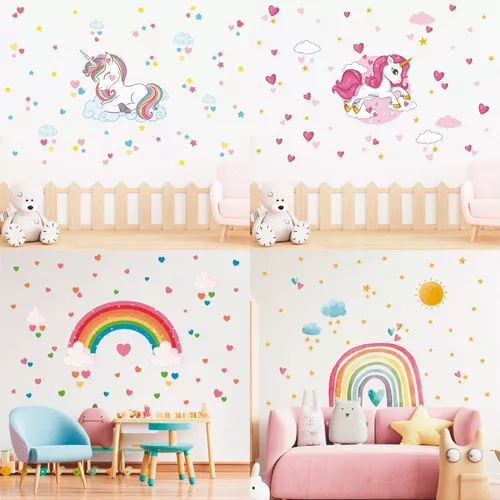 Vinilos de Pared Decorativos Unicornio Nube Rosa Pegatinas pared