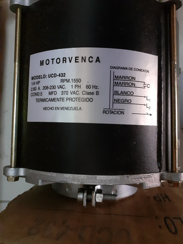 Imagen 3 de 3 de Motor Ventilador Motorvenca 1/4 Hp 220v 1550 Rpm Cava Cuarto