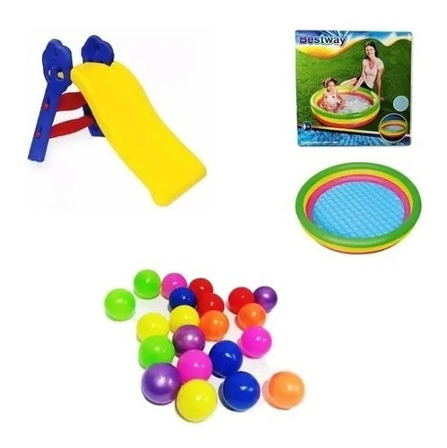 Piscina Inflable Grande + 500 Pelotas + Rodadero + Inflador