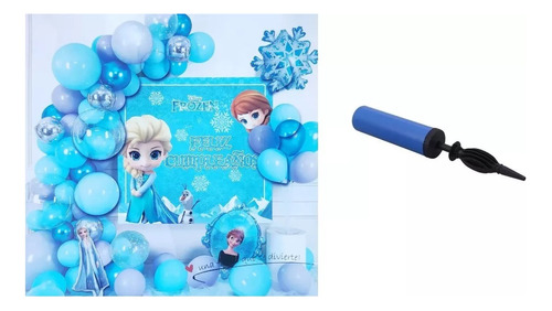 Decoracion Globos Cumpleaño Infantil Frozen + Bombin Venkos