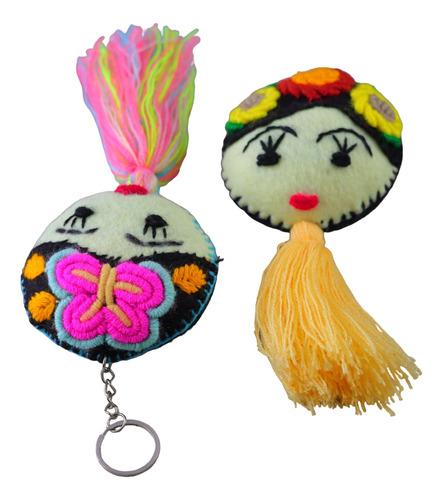 3 Pcs Llaveros De Frida Kahlo Bordado Artesanal