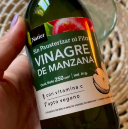 Vinagre De Manzana Bebible Natier X 250 Ml Sabor Neutro