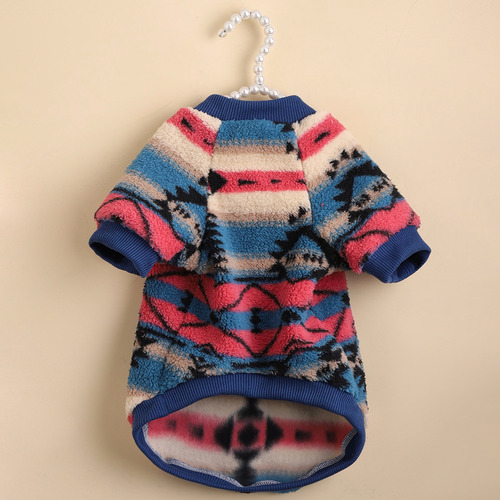 L - Bonita Sudadera Con Capucha De Peluche A Rayas Para Perr