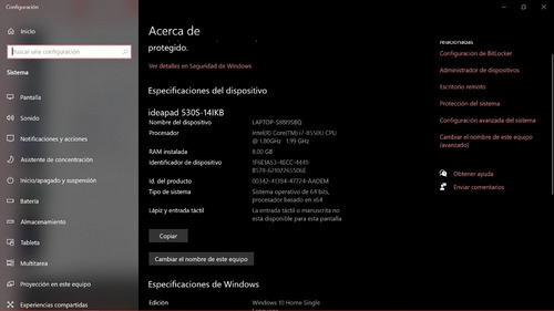 Laptop Lenovo Ideapad 530s Intel Core I7 8a Gen Ssd Storage (Usado)