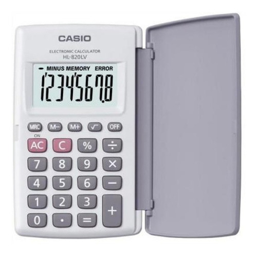 Calculadora Casio Hl 820 Lv Chica De Bolsillo Con Tapa Color Blanco