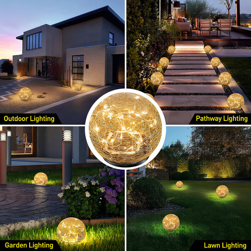 Bola De Cristal Con Luces Solares De Jardín De 3 Piezas For