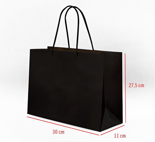 Bolsas Boutique De Cartulina Negras - Pack X 10 Unidades