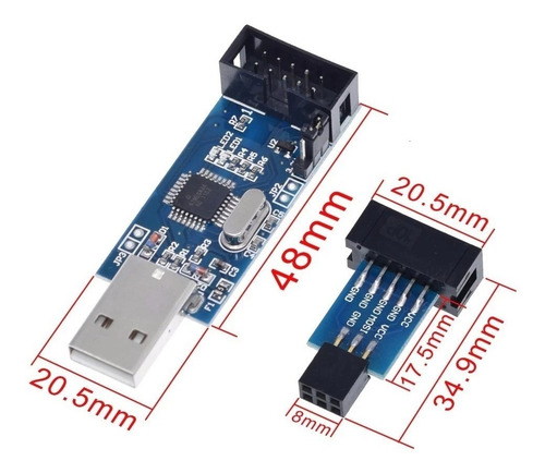 Programador Usbasp Usbisp Asp Isp+adaptador 10 - 6 Pines Atm
