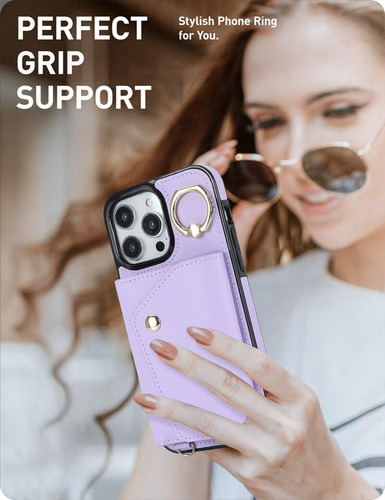 Funda Cartera Para iPhone 16 Pro Max Con Tarjetero Y Correa