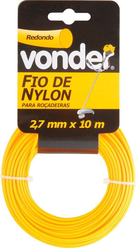 Fio De Nylon 2,7mmx10m Redondo Para Roçadeiras E Aparadores 