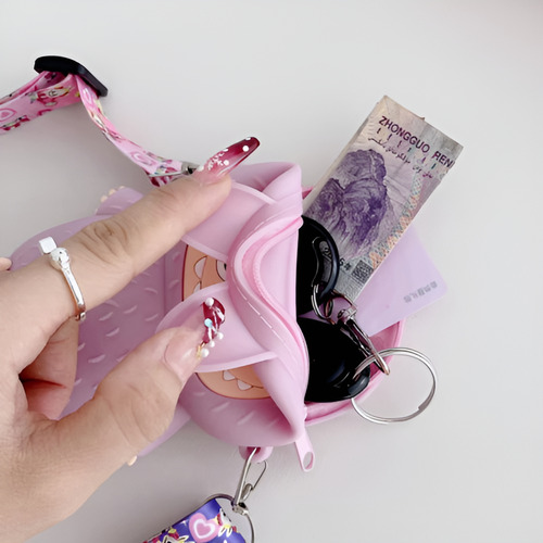 Cartera Labubu - Bolsa De Silicona Para Niña Coral Claro