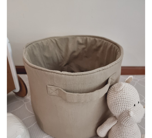 Cesto Juguetero Contenedor Mullido Infantil Bebés 100% ALG Color Beige
