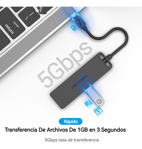 Adaptador Usb C Usb A Micro Usb Multipuerto 5 En 1 Hub 5gbps