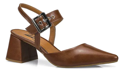 Lóris Shoes Scarpin Feminino Bico Fino Salto Bloco Com Fivela 18400Po