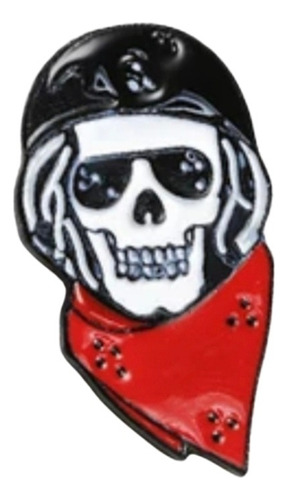 Pin Calavera Motoquera Prendedor Chapita Ropa Rock Metal 