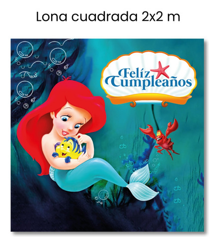 Kit Figuras La Sirenita Bebé 6 Pzas Coroplast + Lona 2x2m