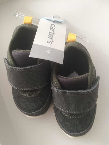 Zapatillas Carters Bebé Talle 19 Oliva Sin Cierres C/velcro