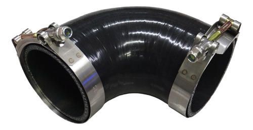 Codo De Silicona Alta Presión 90° 3 A 3 Negro + Abrazaderas