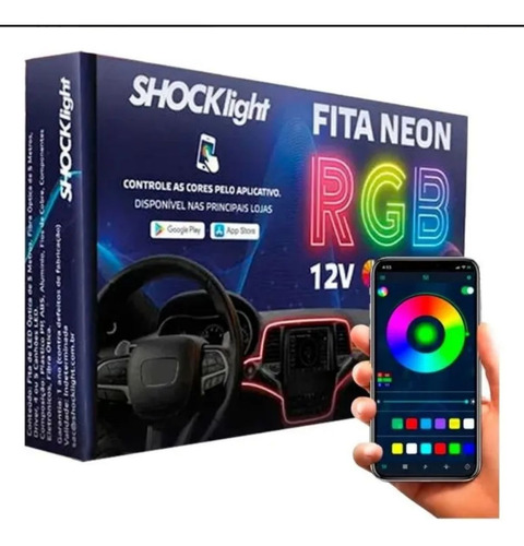 Fita Led Neon Rgb Interior Automotiva Shock Light 6 Metros