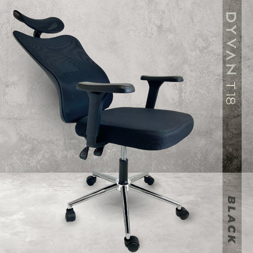Silla Sillón De Oficina Ergonómica Escritorio Pc Dyvan T18 Negro