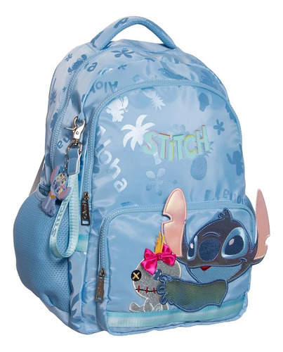 Mochila Stitch Primaria Backpack 185629 Color Azul Diseño De La Tela Liso