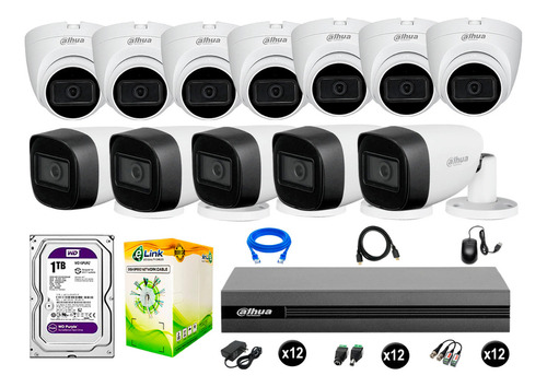 Cámaras Seguridad Dahua Kit 12 Cámaras Full Hd Audio 1tb