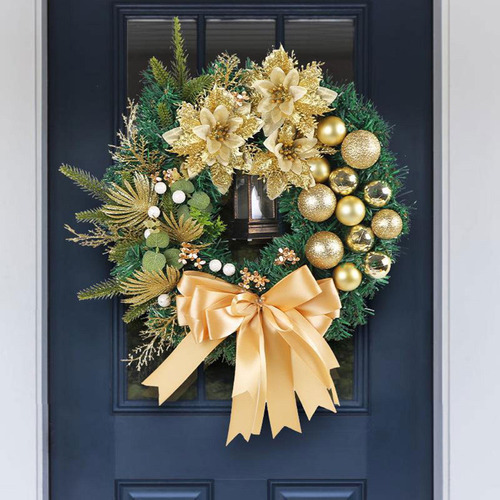/ Corona De Navidad Para Puerta Delantera Con Bola De