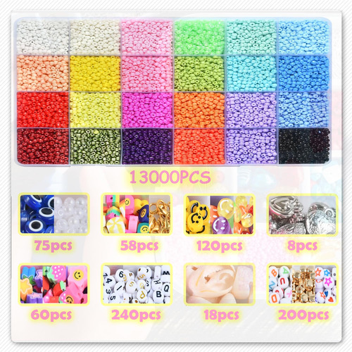 Kit De Cuentas De Artesanía, 24 Colores12000pcs 3mm Cuentas
