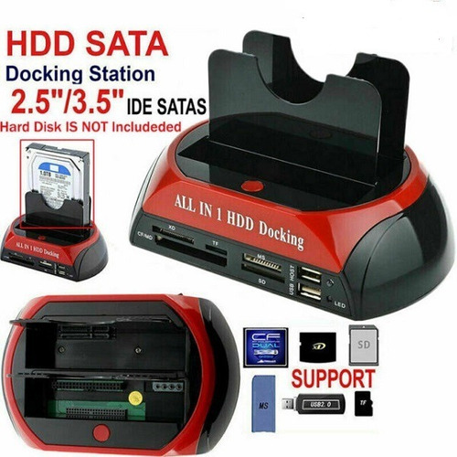 Dock Station 2 Disco Duro 2.5 3.5 Sata Ide Hub Usb Lector Sd