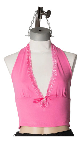 Tops Musculosas De Algodón Aesthetic Coquette Con Puntilla