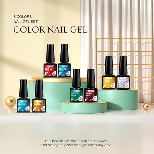 Esmalte De Uñas En Gel Cromado Mtssii, 8 Colores Metálicos: