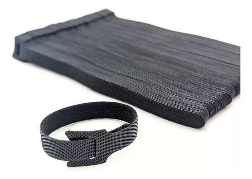 Cinta Velcro 20cm Negro 100 Unidades Amarra Cable