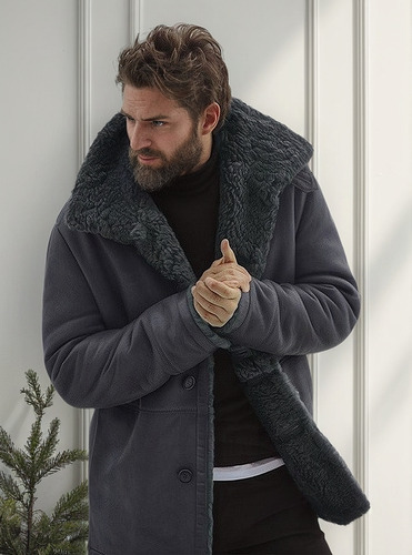 Chamarra De Piel Cálida De Invierno Para Hombre De Moda