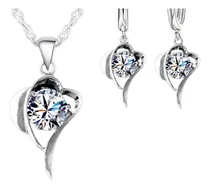 Comprar Conjunto Collar Y Aros Plata Esterlina 925 Diseño Corazón