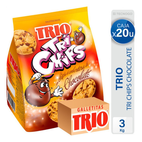 Caja Galletitas Trio Tri Chips Chocolate Pack - Mejor Precio