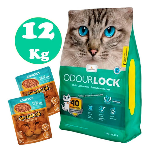 Arena Aglomerante Gato Odourlock Ultra Premium Brisa 12kg 