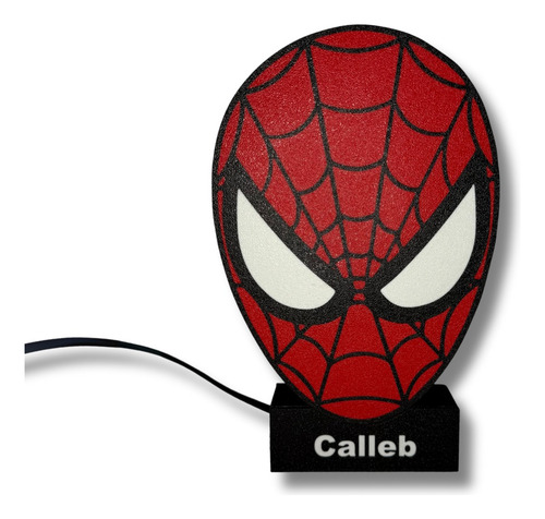Luminária Homem Aranha De Mesa Preto E Vermelho Preto