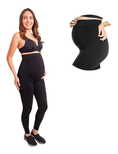 Imagem 3 de 5 de Calça Legging Conforto Grávida Gestante Cintura Alta Preta